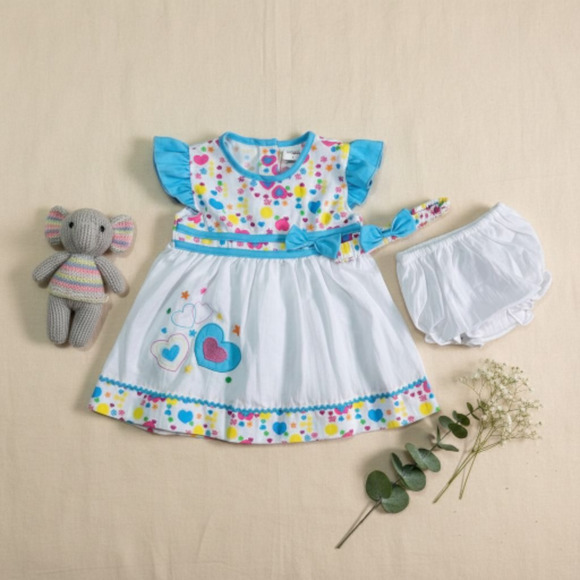 New Baby Girl Dress Set with matching headband underwear size 6 to 9 months - Picture 1 of 3
